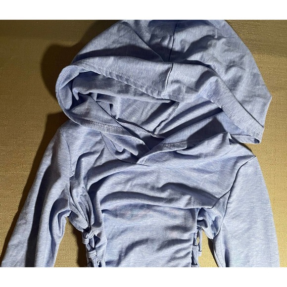 Unbranded Women's Big Hood High Low Dress Light Blue Lace Up Sides Thumb Holes - Picture 5 of 6